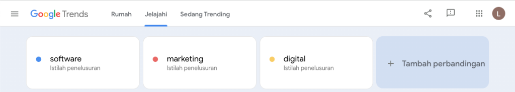 membandingkan topik atau keyword di google trend