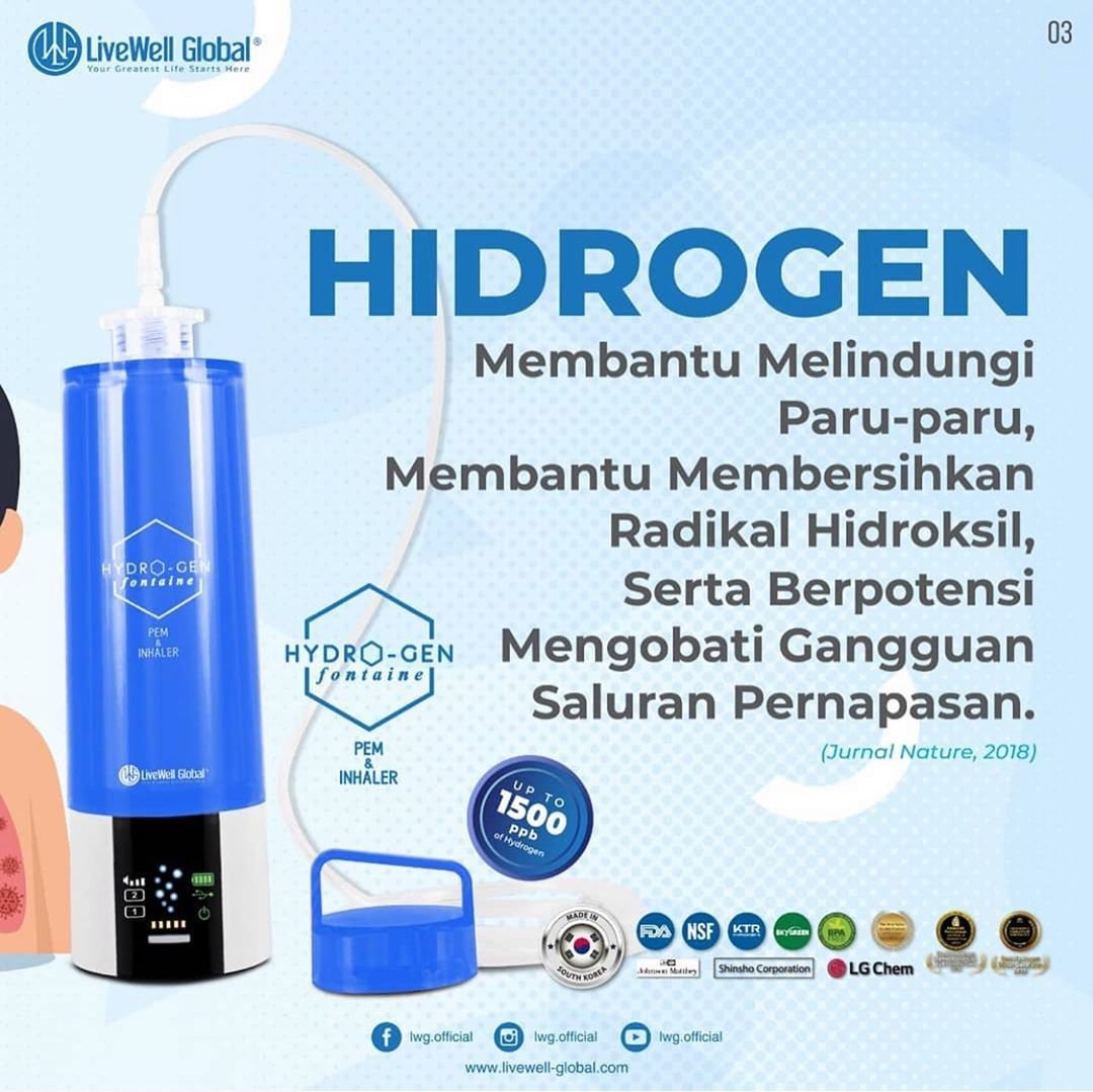 LiveWell Global Kembangkan Teknologi Air dan Inhalasi Hidrogen